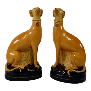 Early 20th Century Italian Whippet/ Greyhound Dog Bookends Attributed to Borghese - A Pair