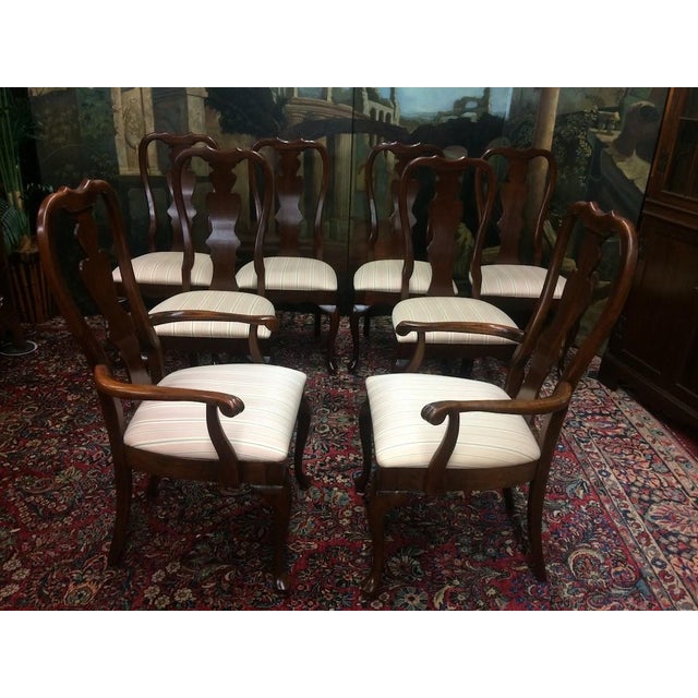 Brown Vintage Dining Chairs, Queen Anne Chairs, Set of Eight For Sale - Image 8 of 15