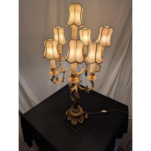 Seven-Light Table Lamp with Cherub, 1800s For Sale - Image 9 of 10