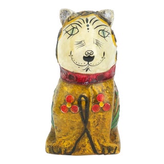 Vintage Mexican Papier Mache Folk Art Cat Sculpture For Sale