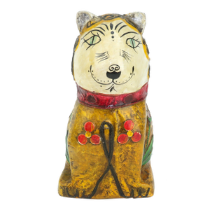 Vintage Mexican Papier Mache Folk Art Cat Sculpture