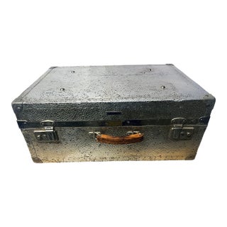 German Hammered Metal Photographers Camera Suit Case 1950 For Sale