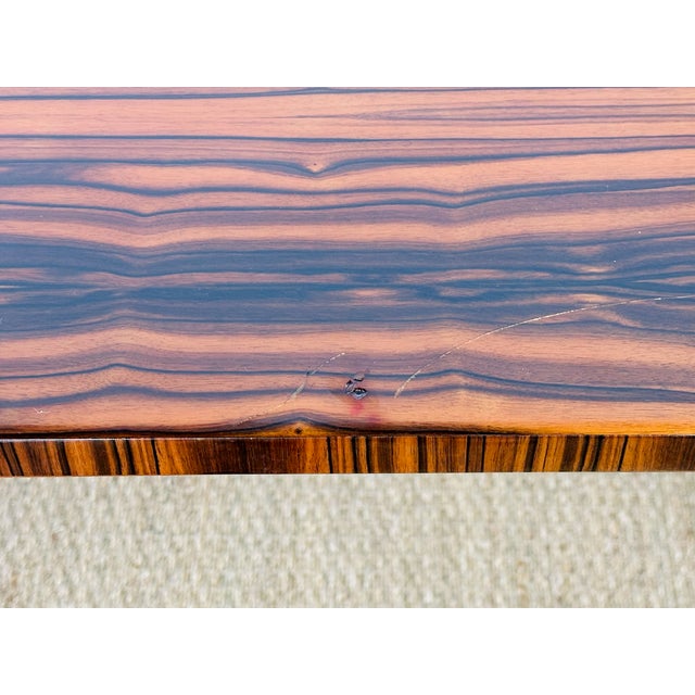 Wood Art Deco Modernist Zebrawood Dining Table, France, 1950s For Sale - Image 7 of 18