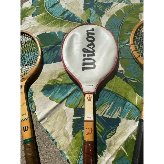 American Vintage Collection of Wilson Tennis Rackets and Guard Add Photos For Sale - Image 3 of 12