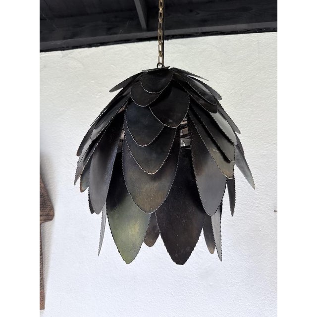 Brutalist Welded Metal Flower Pendant Light, 1970s For Sale - Image 17 of 18
