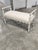 2010s Juliet Antique White Upholstered Carved Wood Linen Bench For Sale - Image 5 of 11