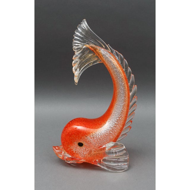 Vintage Italian Murano Attributed Gold Fleck Orange Hand Blown Art