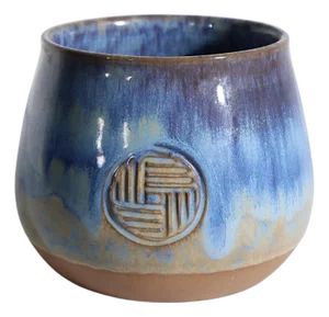 Mid 20th Century Danish Modern Crystalline Glaze Pottery Vase by Michael Anderson Bornholm 3 Herrings Mark
