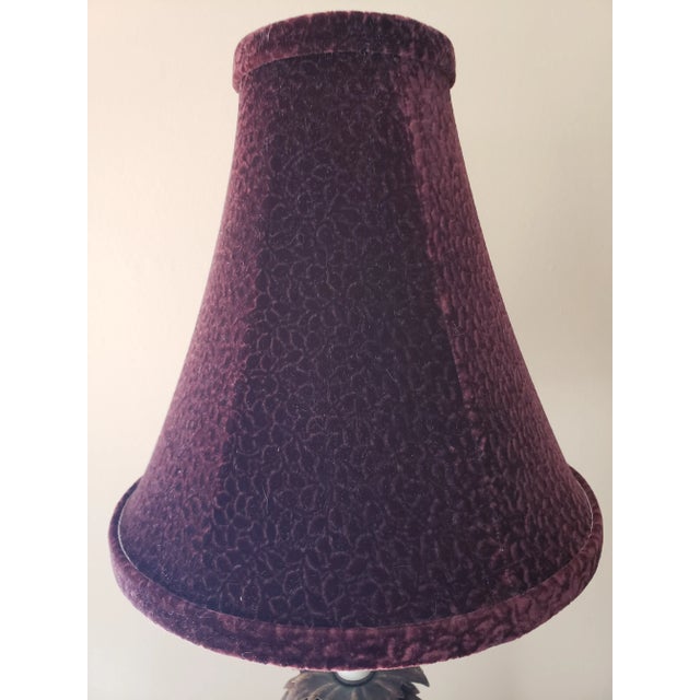 Vintage Tyndale Hollywood Regency Burnished Metal Palm Tree Feather Lamp For Sale - Image 9 of 11