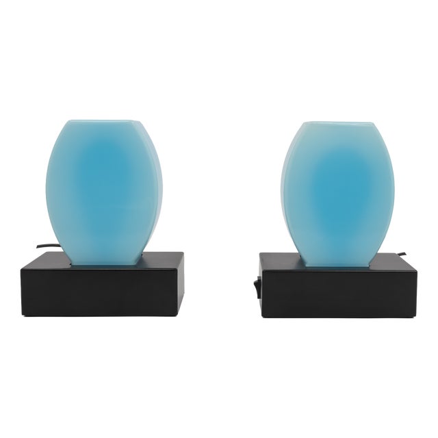 Dorane Blue Table Lamps by Ettore Sottsass for Stilnovo, 1970s, Set of 2 For Sale