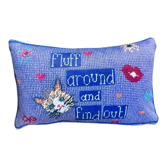 Velvet "Fluff Around and Find Out" Original Pillow, Custom For Sale