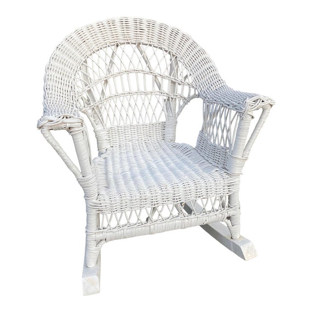 Child’s Vintage White Wicker Rocking Chair Chairish