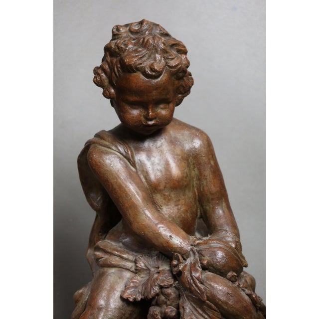 Vintage Terracotta Child on a Jar Sculpture, 1920s For Sale - Image 6 of 13