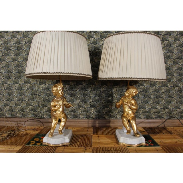Putti Lamps in Gilt Bronze, 1920s, Set of 2 For Sale - Image 9 of 9