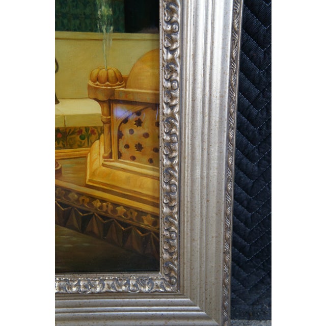 Mid 20th Century The Harem Bathhouse Nude Hookah Smoking Oil Painting After Jean Leon Gerome 31" For Sale - Image 12 of 12