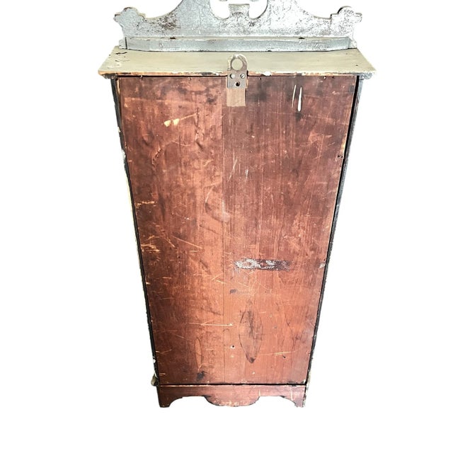 Shabby Chic 1940s Antique Curio Wall Vitrine With Carved Details For Sale - Image 3 of 12