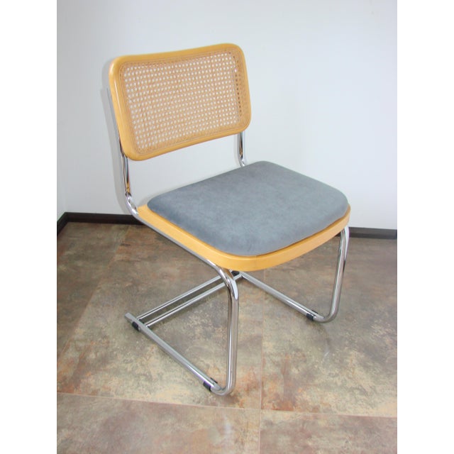 1980s Vintage Bauhaus Chair in Chrome, Raffia and Fabric, 1980s For Sale - Image 5 of 9