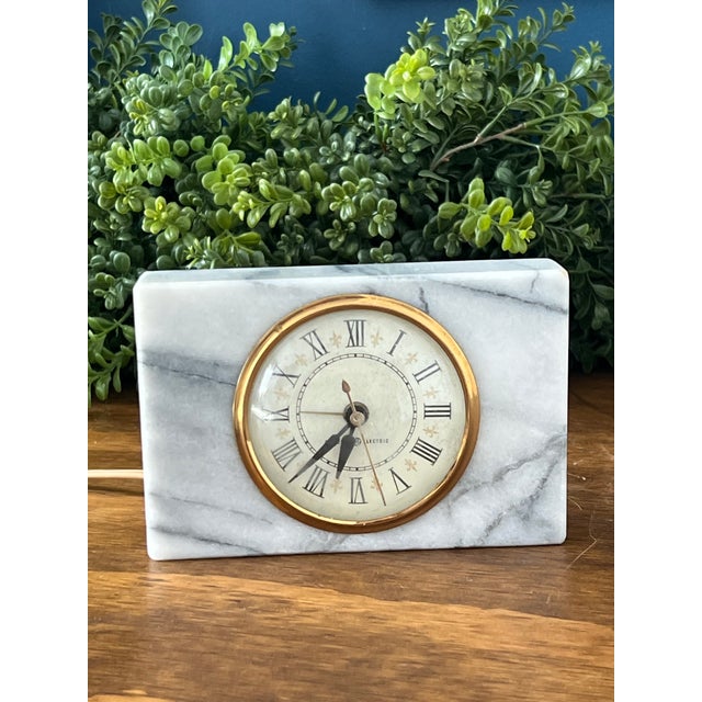 Vintage Marble Desk Clock and Horse Head Bookends Set For Sale - Image 10 of 18