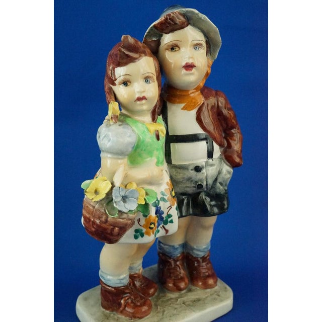 Ceramic Sculpture of a Couple of Children by Teodoro Sebelin, Nove Bassano, Italy, 1930s For Sale - Image 12 of 18
