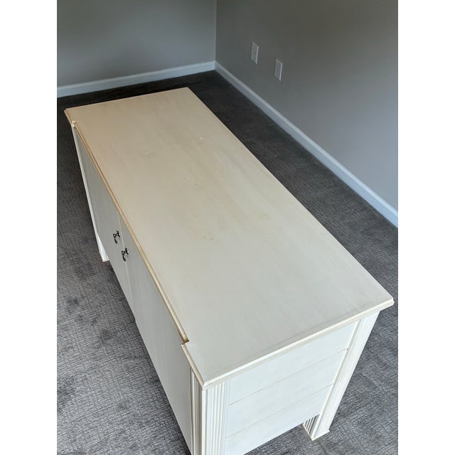 Vintage Coastal Regency Style Cream Console Cabinet For Sale In Charlotte - Image 6 of 9