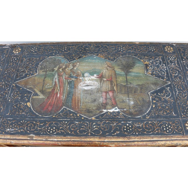 Mid-18th Century Italian Carved Giltwood and Polychrome Painted Trunk For Sale - Image 10 of 12