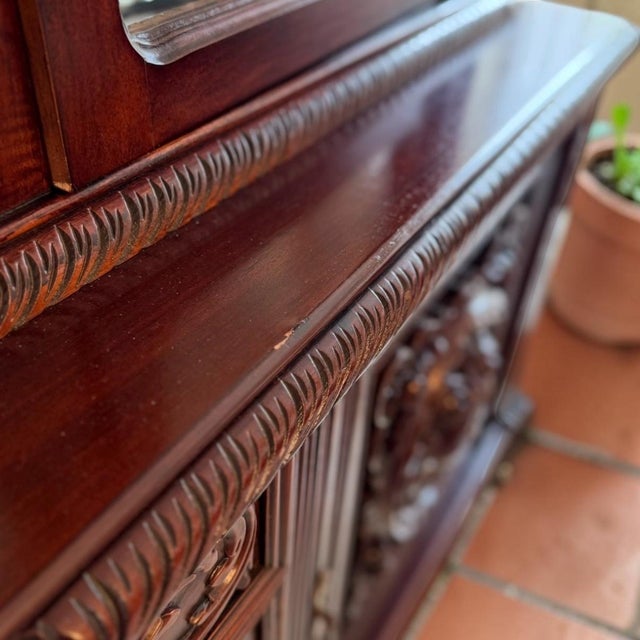 Renaissance Revival 1970s Euro Import Carved Wood China Cabinet For Sale - Image 9 of 12