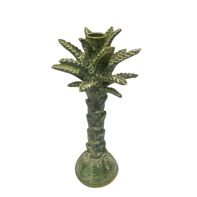 Moroccan Handcrafted Moroccan Ceramic Palm Tree Candle Holder For Sale - Image 3 of 7