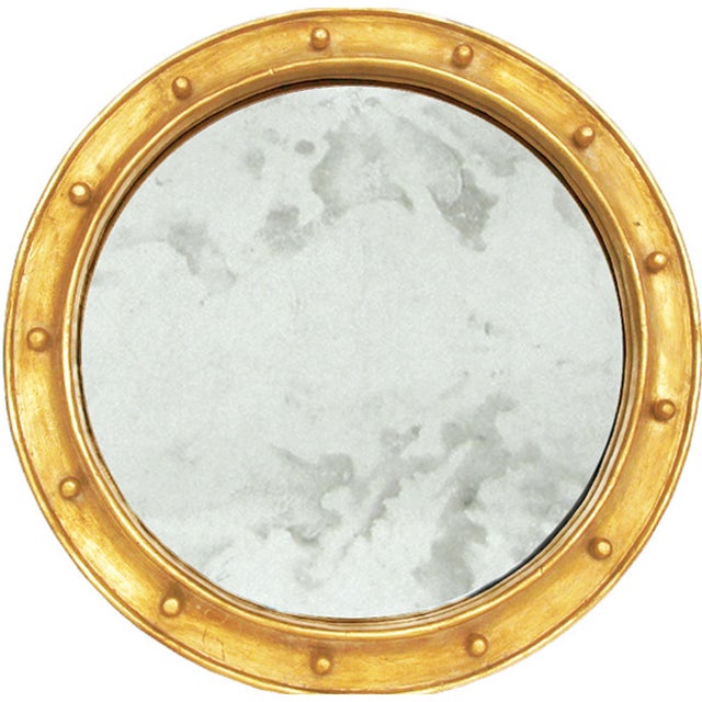 Contemporary Matthew Izzo Home Federal Gold Leaf Round Wall Mirror 28" For Sale - Image 3 of 3