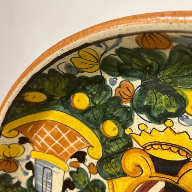 1990s 1990s Italian Hand-Painted Ceramic Platter - Coat of Arms II For Sale - Image 5 of 10