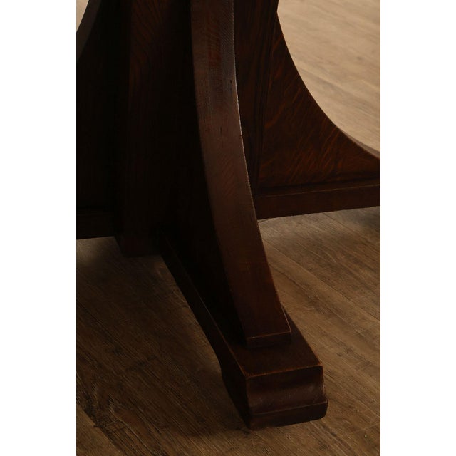 Antique Stickley Brothers 48" Round Oak Dining Table w/2 leaves For Sale - Image 12 of 18