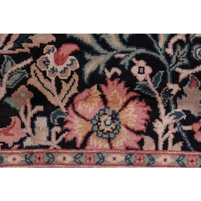 1990's Floral Gulshan Ayub Pak-Persian Black/Black Wool Rug - 4'8'' X 7'1'' For Sale In New York - Image 6 of 9