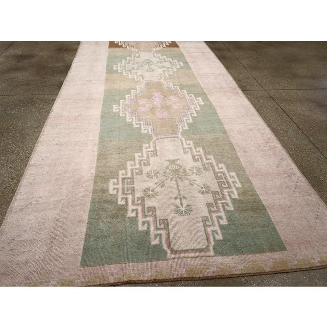 Olive Galerie Shabab Collection Mid-20th Century Turkish Anatolian Wide Gallery Runner For Sale - Image 8 of 10