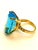 Bochic “Capri” Vintage Oval Shape Blue Topaz Diamond Set In 18K Gold & Silver For Sale - Image 10 of 14