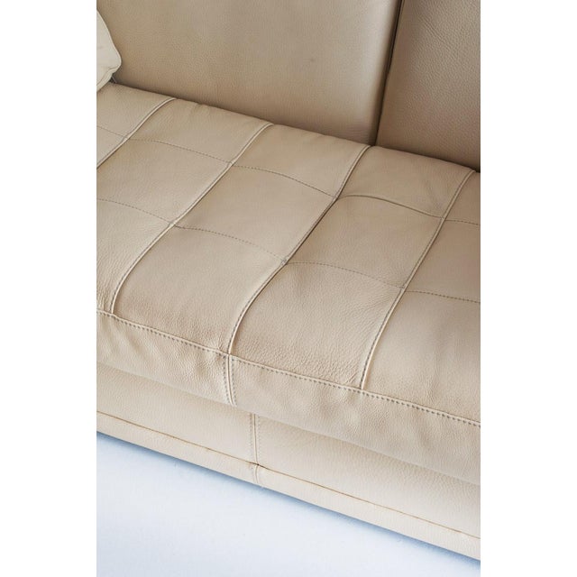 Ivory Vintage Two-Seater Sofa in Leather by Gerbet Grebot, 1990s For Sale - Image 8 of 15