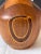 Brown Late 20th Century Vintage Artisan Carved Wood Inlay Vase For Sale - Image 8 of 9