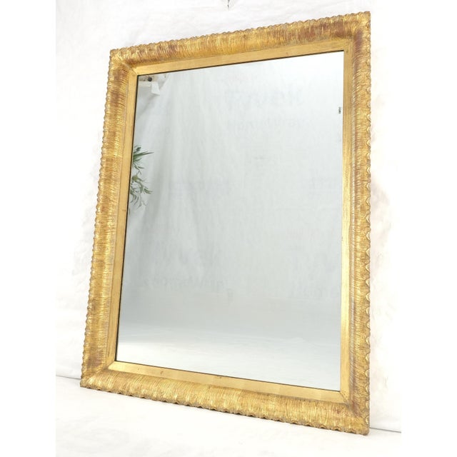 Scallop Edge 40x50 Carved & Gold Gilt Rectangle Frame c1940s Wall Mirror MInt! For Sale - Image 13 of 13