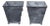 Pair of Industrial Style Grey Metal Planters with Tapered Lines and Ring Pulls For Sale