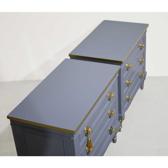 Mid Century French Side Tables by Karges in Blue a Pair - Newly Painted For Sale - Image 9 of 13