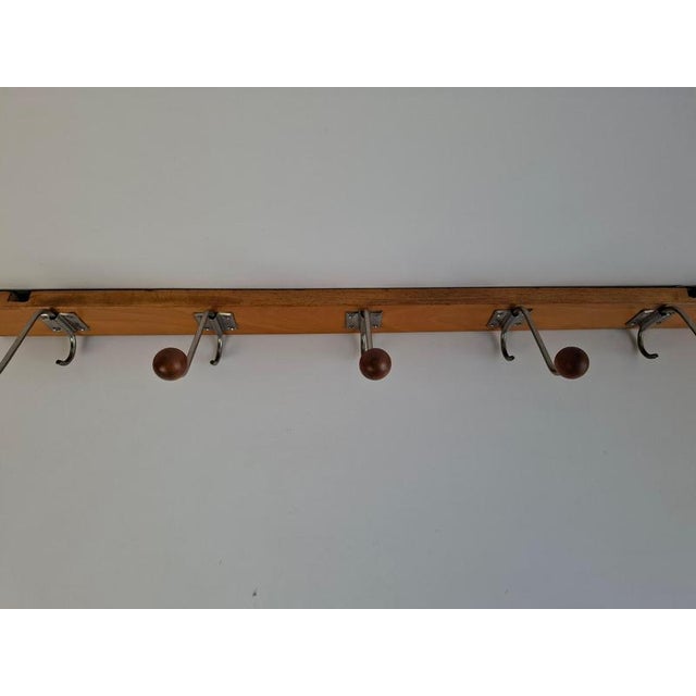 Mid-Century Wooden and Metal Wall Coat Rack, Czechoslovakia, 1960s For Sale - Image 11 of 15