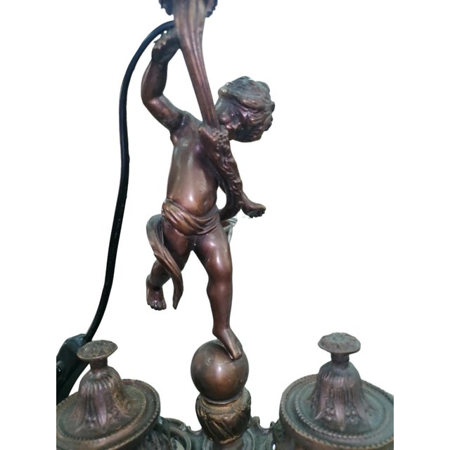 Inkwell Lamp in Chiselled Bronze with Putto For Sale - Image 5 of 9