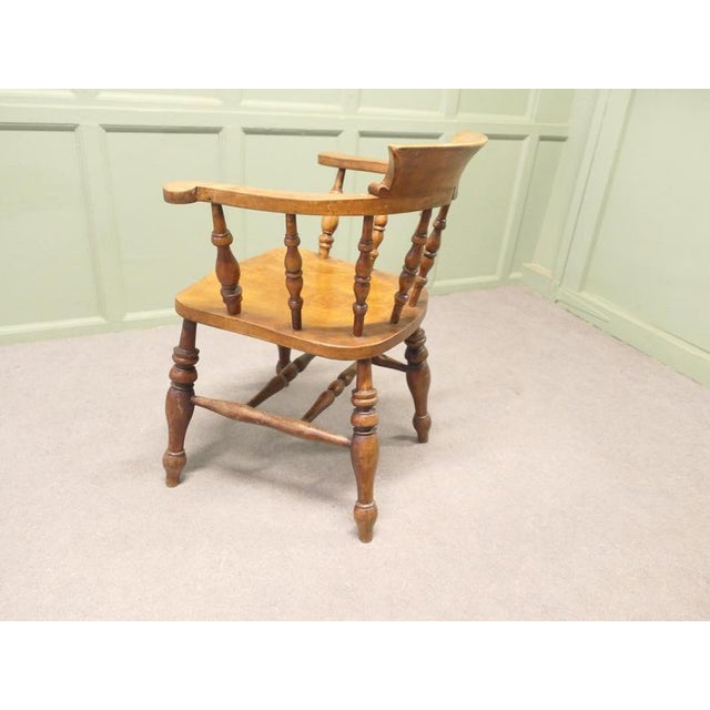 Antique Beech and Elm Smokers Desk Chair, 1800s For Sale - Image 6 of 8