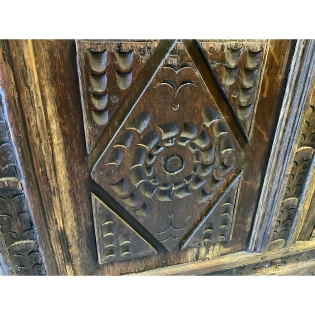 Brown Antique Carved Oak Blanket Chest For Sale - Image 8 of 16