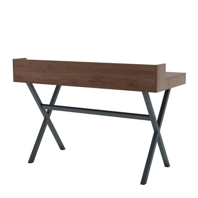 Wood Slate Grey Metal Hyppolite Desk in Natural Walnut by Harto For Sale - Image 7 of 8