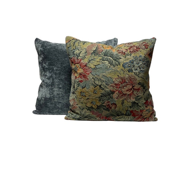 English Botanical Verdure Tapestry 22” Pillows - A Pair For Sale - Image 3 of 5
