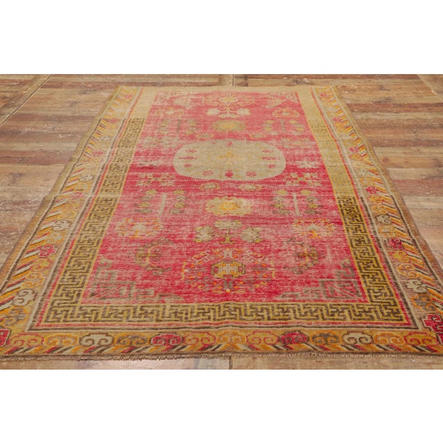 Textile Distressed Vintage Turkish Khotan Rug - 04'08 X 08'06 For Sale - Image 7 of 8