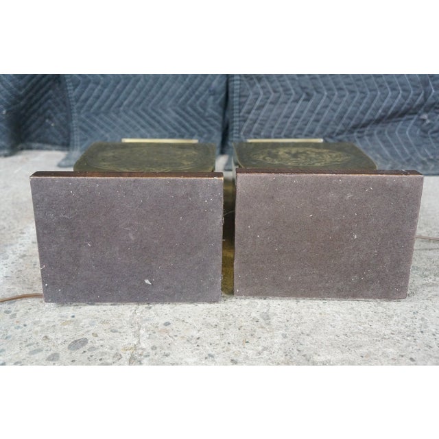 2 Mid Century Chinoiserie Etched Brass Table Lamps Asian Urn Tea Caddy Jar Pair For Sale - Image 18 of 18