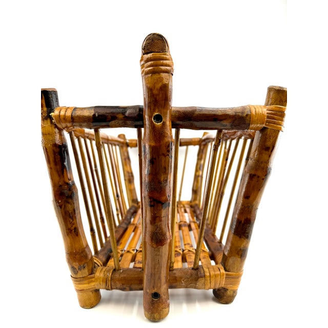 1960s 1960s Mid Century Italian Burnt Tortoise Bamboo Magazine Rack For Sale - Image 5 of 12