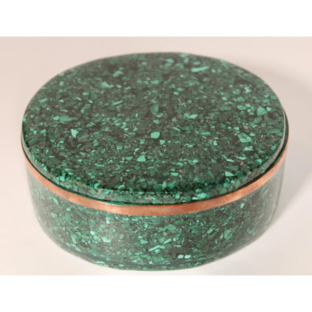 Mid-Century Modern Large Vintage Genuine Malachite Box For Sale - Image 3 of 13