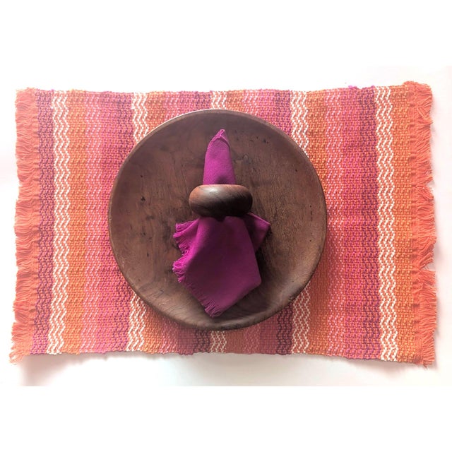 Textile Woven Cotton Placemats and Napkins Made in Guatemala, Set of 6 For Sale - Image 7 of 9