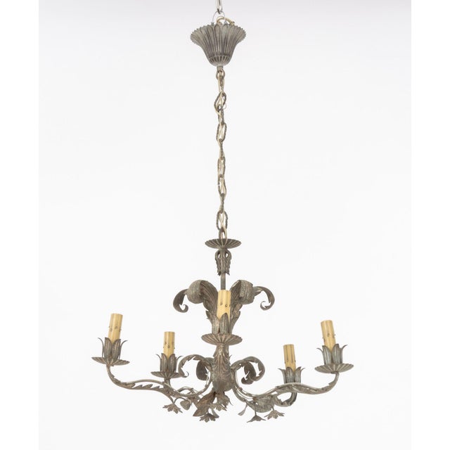Hollywood Regency Foliate Form Tole Chandelier For Sale - Image 9 of 9